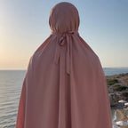 tenue de prière de voyage rose de dos liens noués